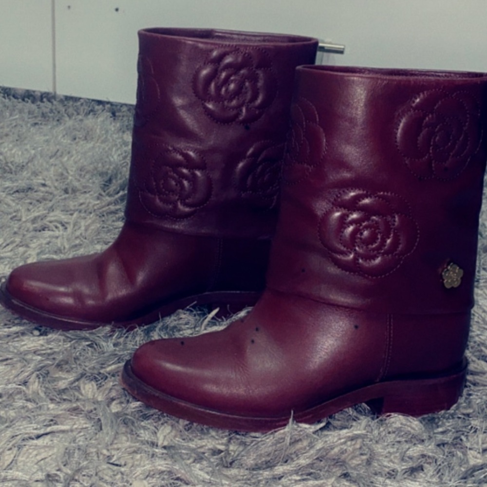 Chanel boot Leather Burgundy